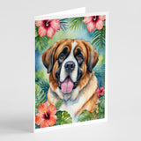 Saint Bernard Luau Greeting Cards Pack of 8