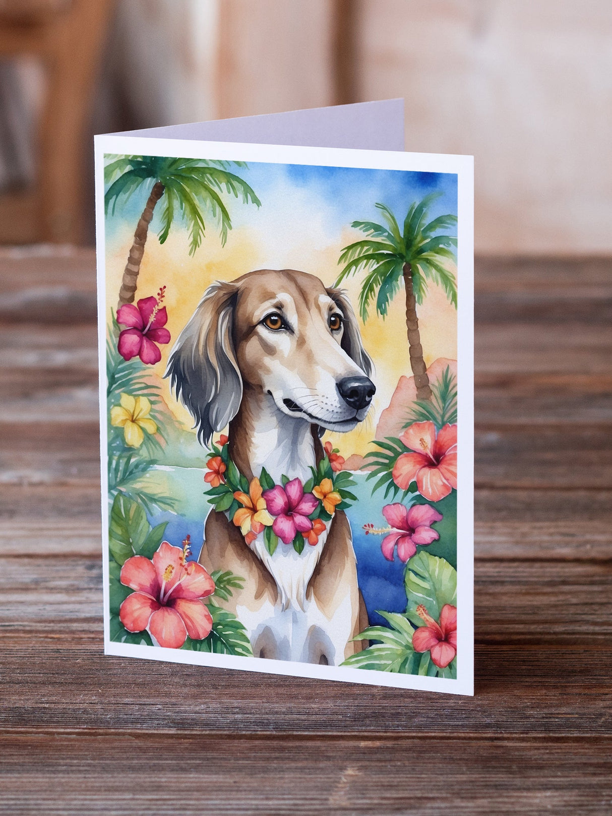 Saluki Luau Greeting Cards Pack of 8