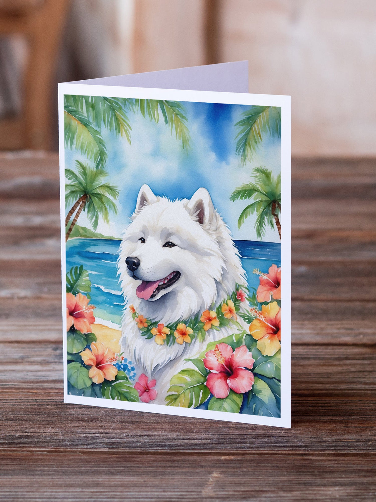 Samoyed Luau Greeting Cards Pack of 8