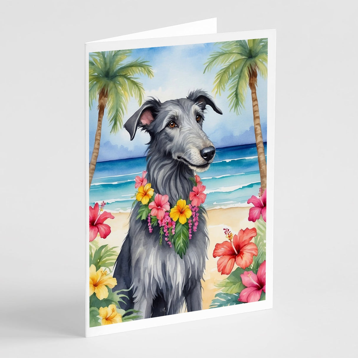 Scottish Deerhound Luau Greeting Cards Pack of 8