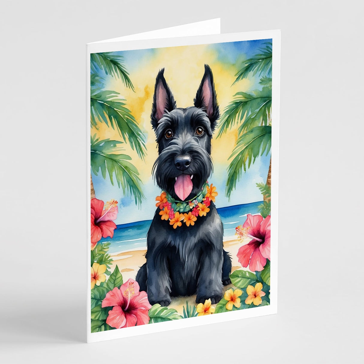 Scottish Terrier Luau Greeting Cards Pack of 8