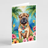 Shar Pei Luau Greeting Cards Pack of 8