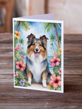 Sheltie Luau Greeting Cards Pack of 8