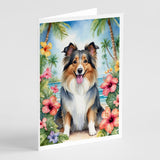 Sheltie Luau Greeting Cards Pack of 8