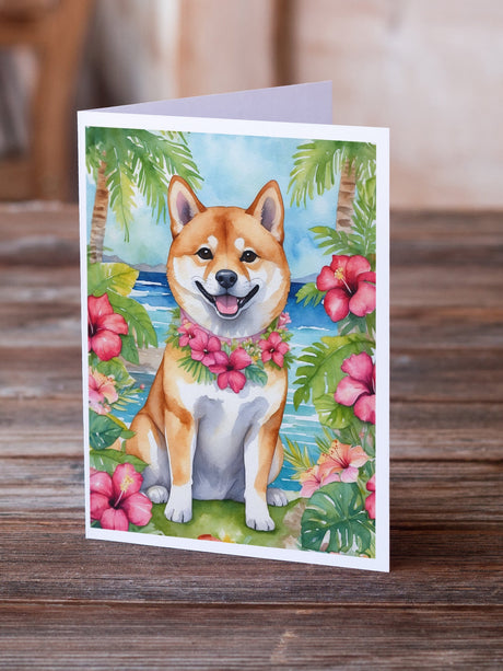 Shiba Inu Luau Greeting Cards Pack of 8