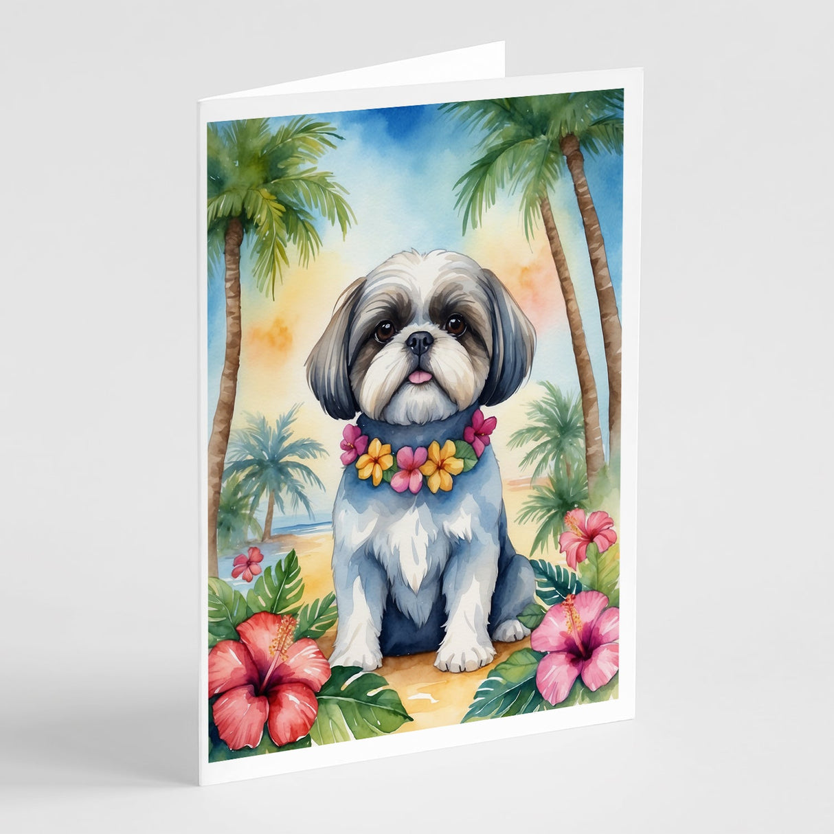 Shih Tzu Luau Greeting Cards Pack of 8