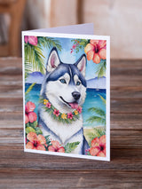 Siberian Husky Luau Greeting Cards Pack of 8