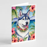 Siberian Husky Luau Greeting Cards Pack of 8