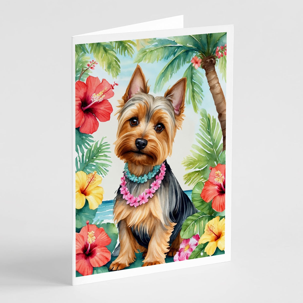 Silky Terrier Luau Greeting Cards Pack of 8