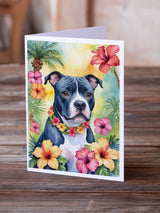 Staffordshire Bull Terrier Luau Greeting Cards Pack of 8