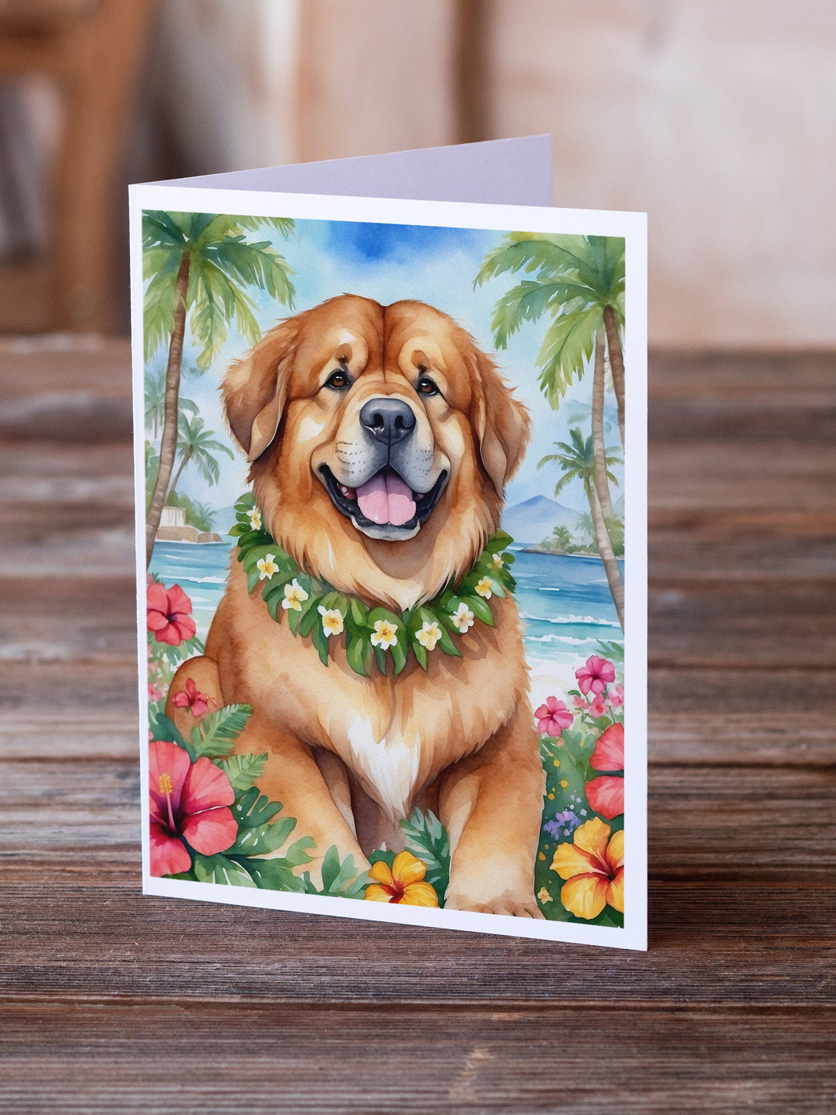 Tibetan Mastiff Luau Greeting Cards Pack of 8