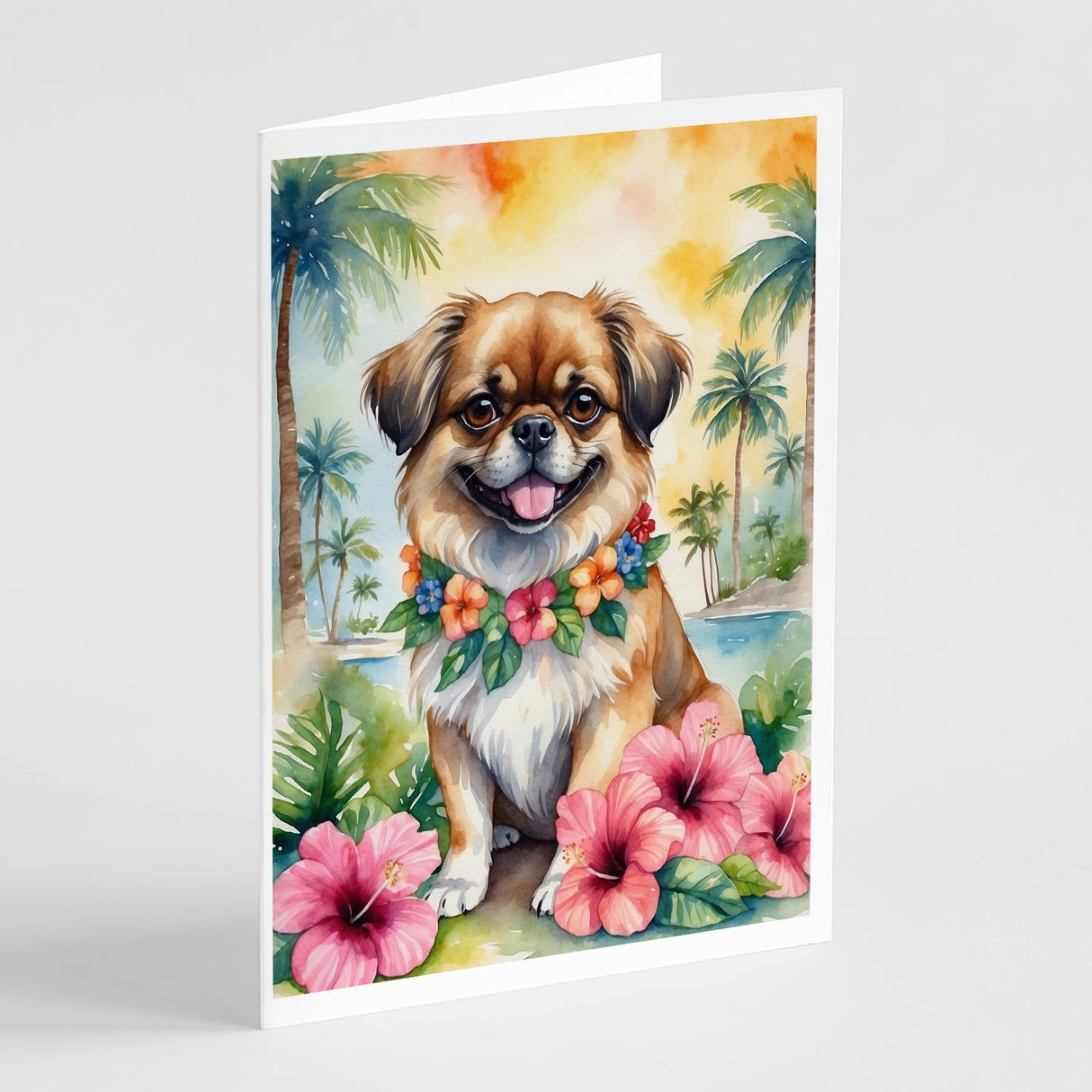 Tibetan Spaniel Luau Greeting Cards Pack of 8