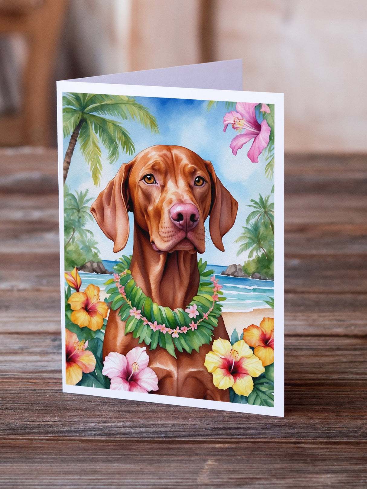 Vizsla Luau Greeting Cards Pack of 8