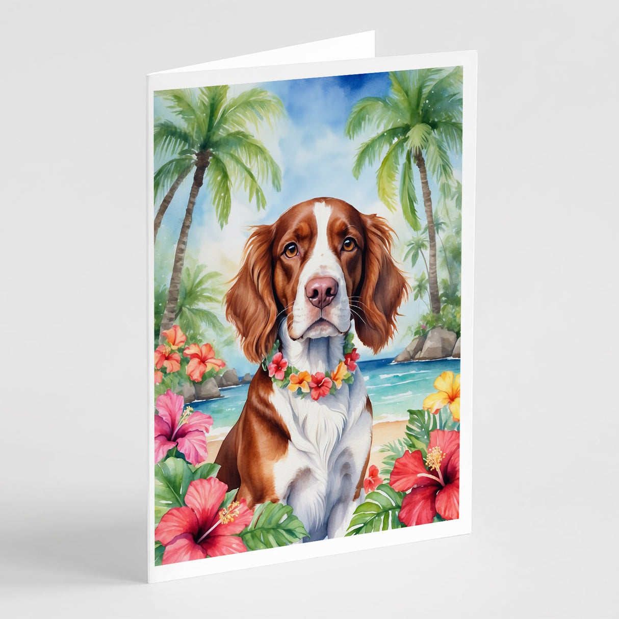 Welsh Springer Spaniel Luau Greeting Cards Pack of 8