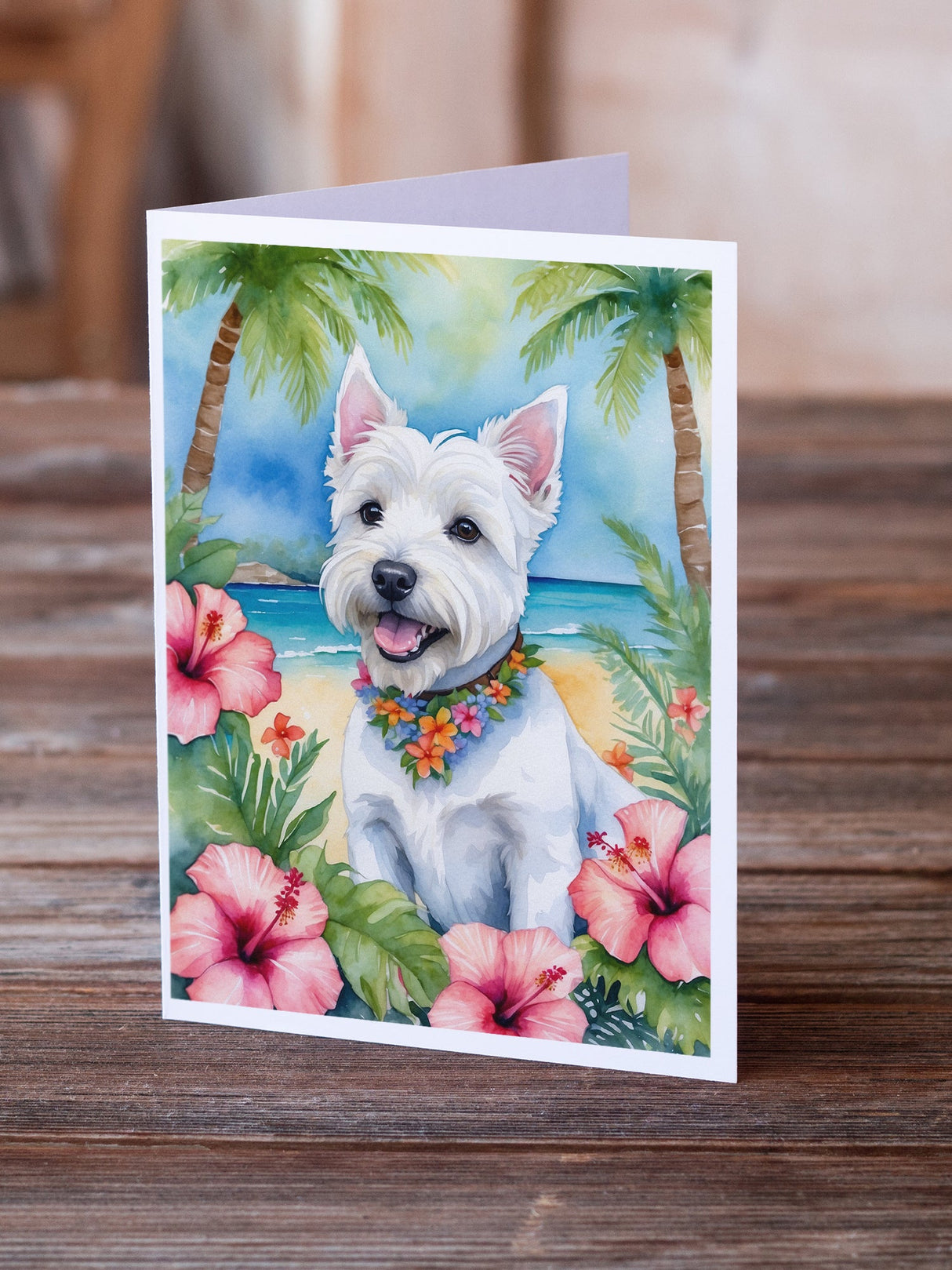 Westie Luau Greeting Cards Pack of 8