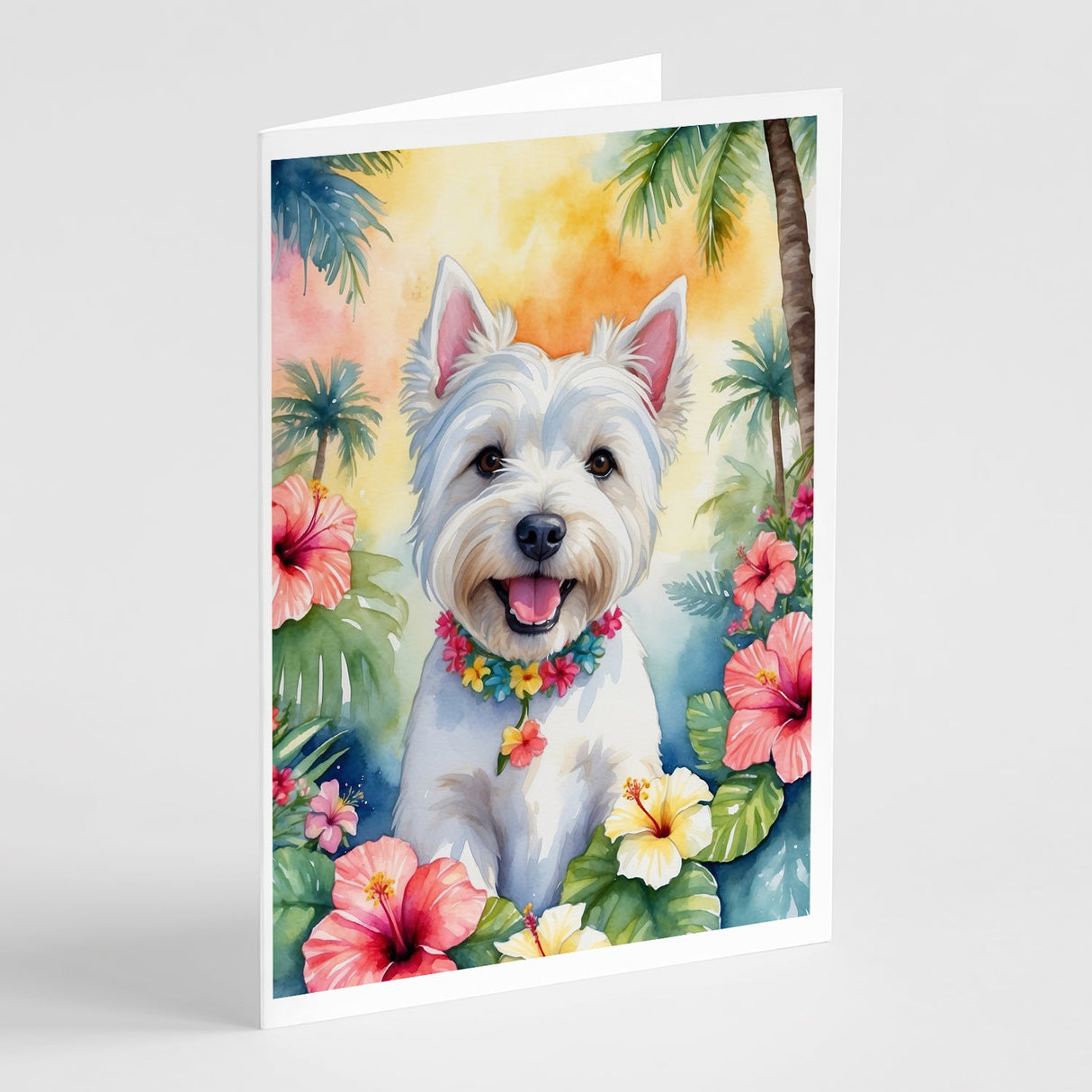 Westie Luau Greeting Cards Pack of 8