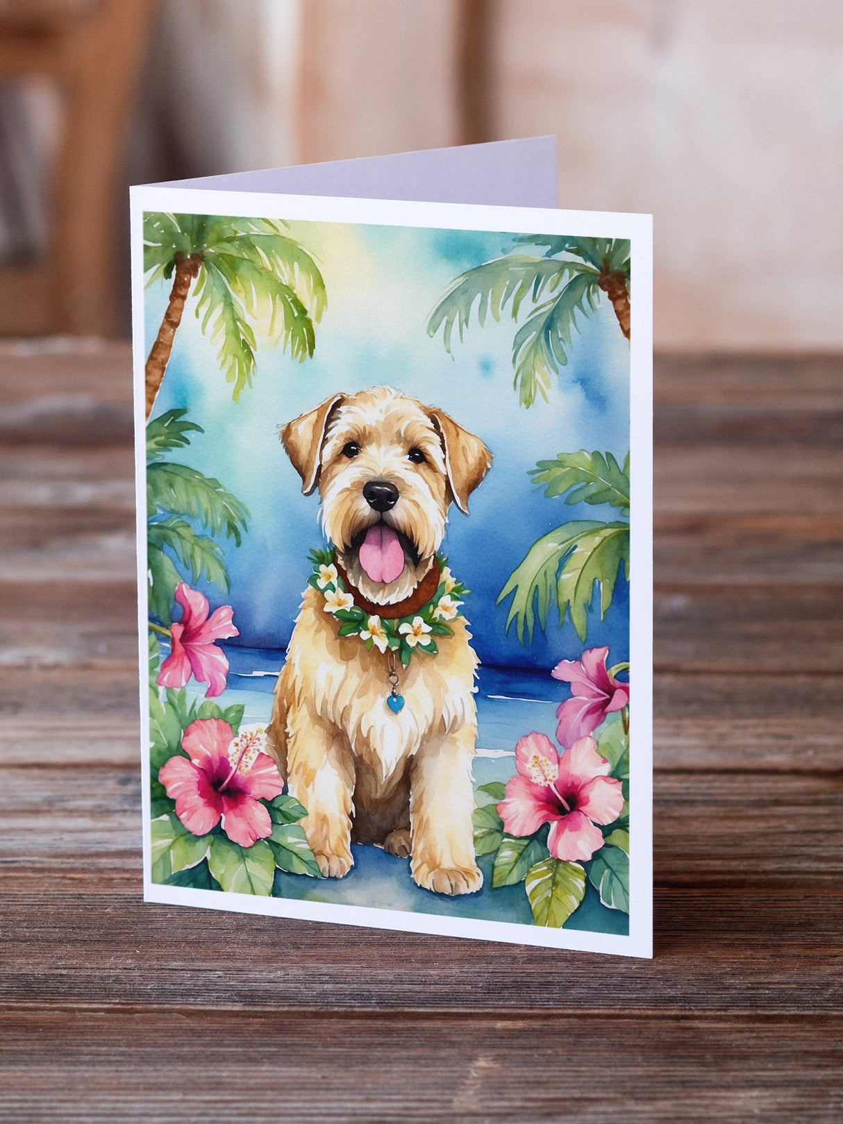 Wheaten Terrier Luau Greeting Cards Pack of 8