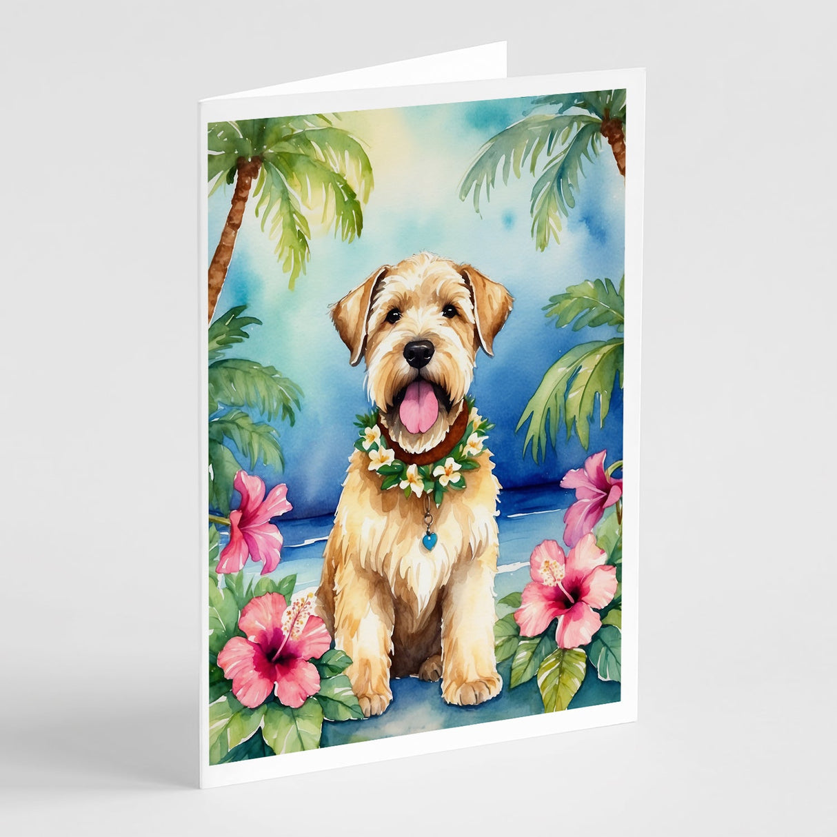 Wheaten Terrier Luau Greeting Cards Pack of 8