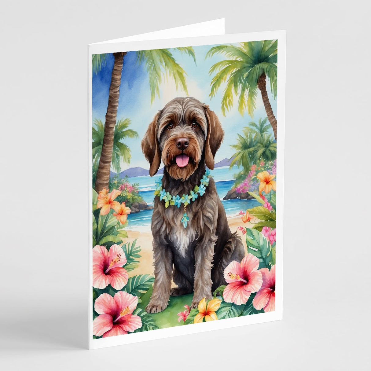 Wirehaired Pointing Griffon Luau Greeting Cards Pack of 8