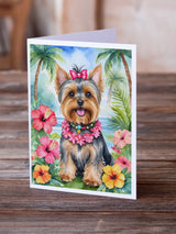 Yorkshire Terrier Luau Greeting Cards Pack of 8