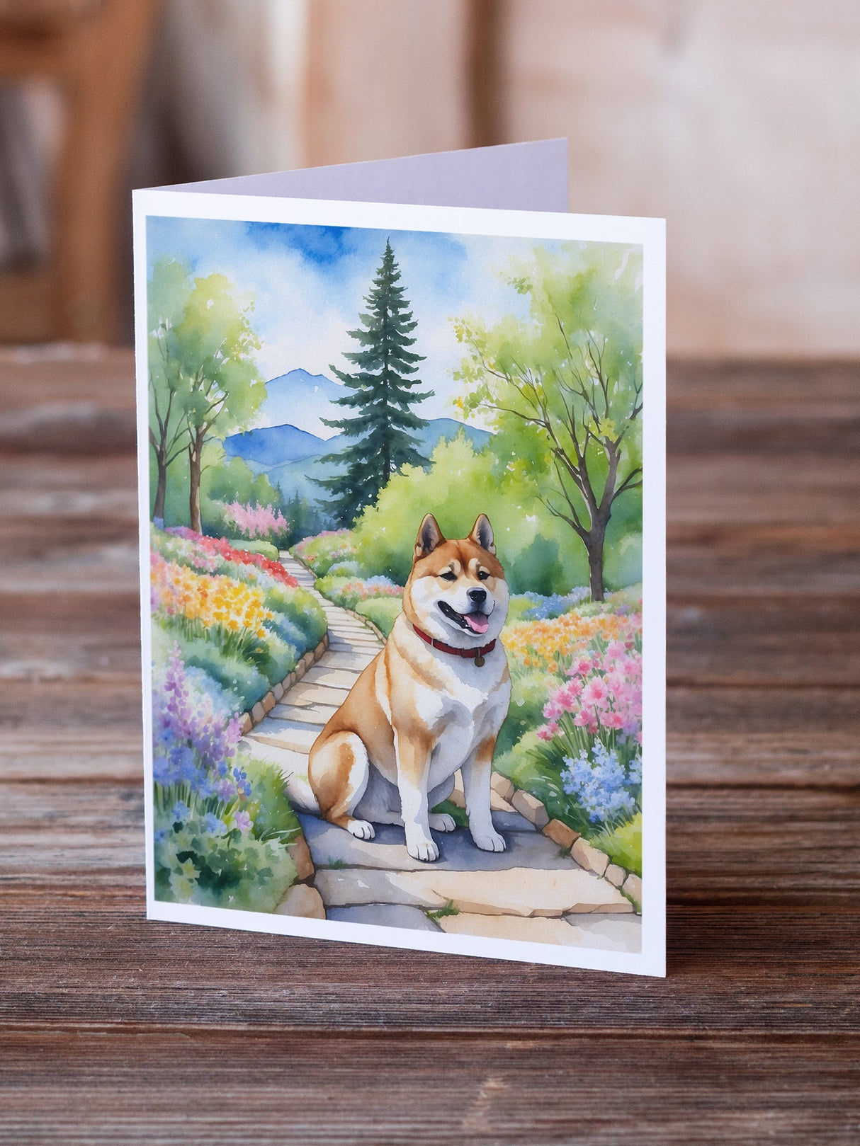 Akita Spring Garden Greeting Cards Pack of 8