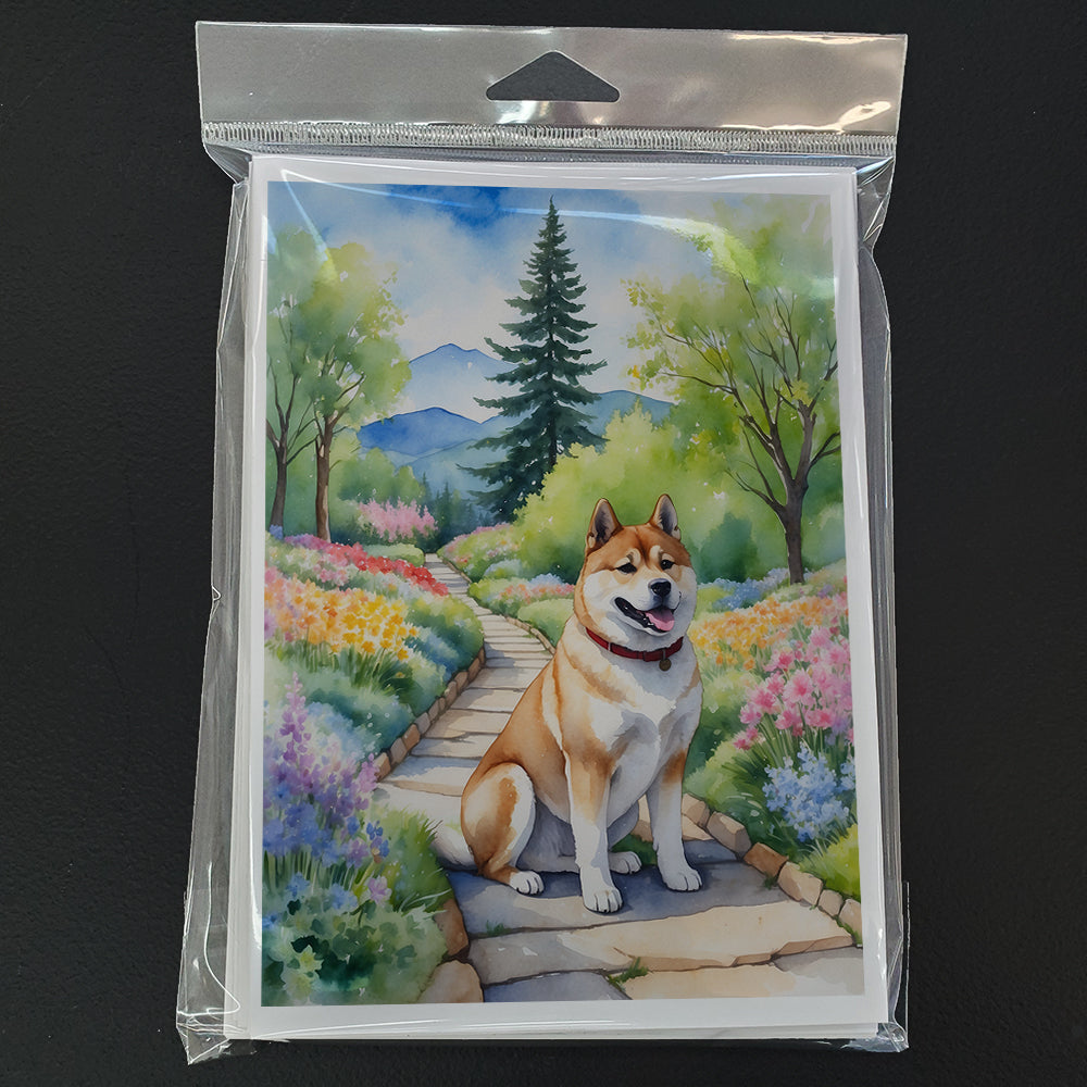 Akita Spring Garden Greeting Cards Pack of 8