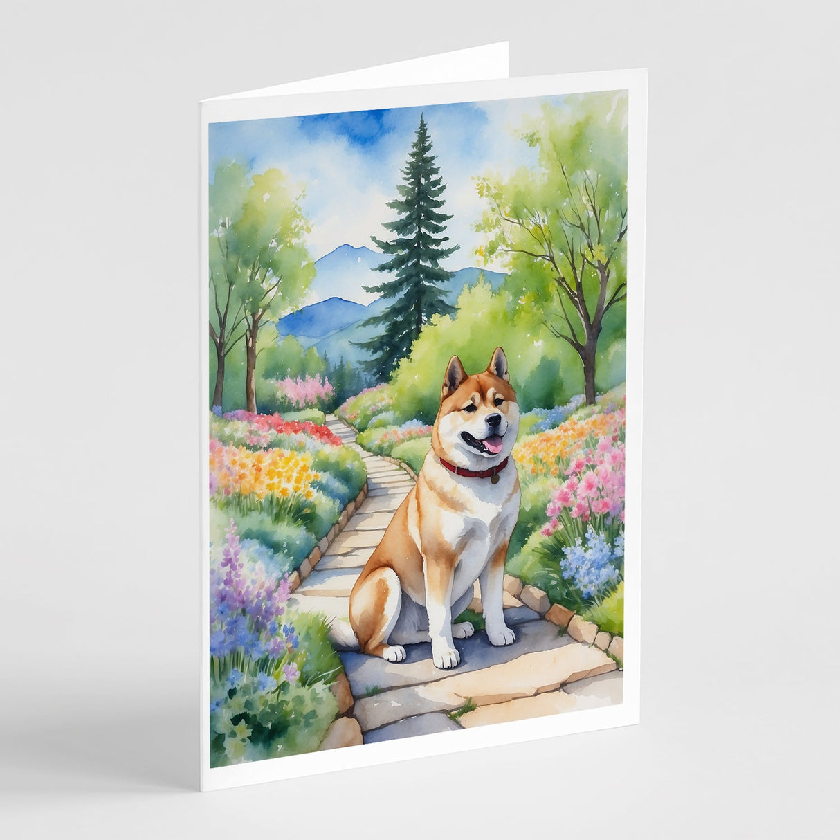 Akita Spring Garden Greeting Cards Pack of 8