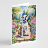 American Bulldog Spring Garden Greeting Cards Pack of 8