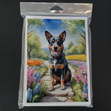 Australian Cattle Dog Spring Garden Greeting Cards Pack of 8