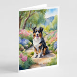 Australian Shepherd Spring Garden Greeting Cards Pack of 8