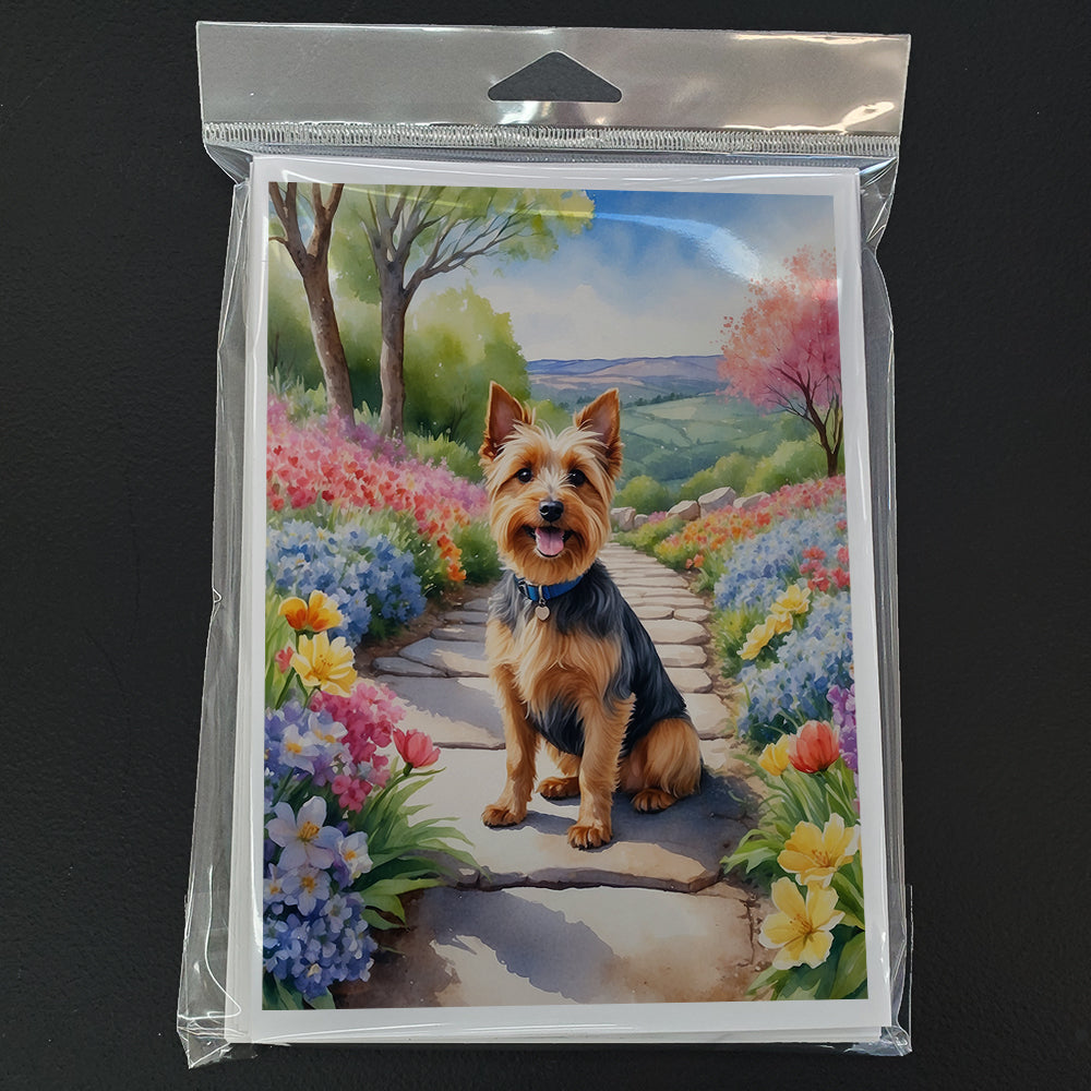 Australian Terrier Spring Garden Greeting Cards Pack of 8