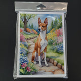 Basenji Spring Garden Greeting Cards Pack of 8