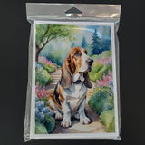 Basset Hound Spring Garden Greeting Cards Pack of 8