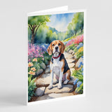 Beagle Spring Garden Greeting Cards Pack of 8