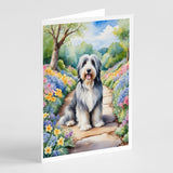 Bearded Collie Spring Garden Greeting Cards Pack of 8