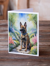 Belgian Malinois Spring Garden Greeting Cards Pack of 8