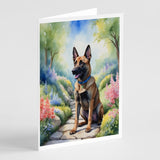 Belgian Malinois Spring Garden Greeting Cards Pack of 8