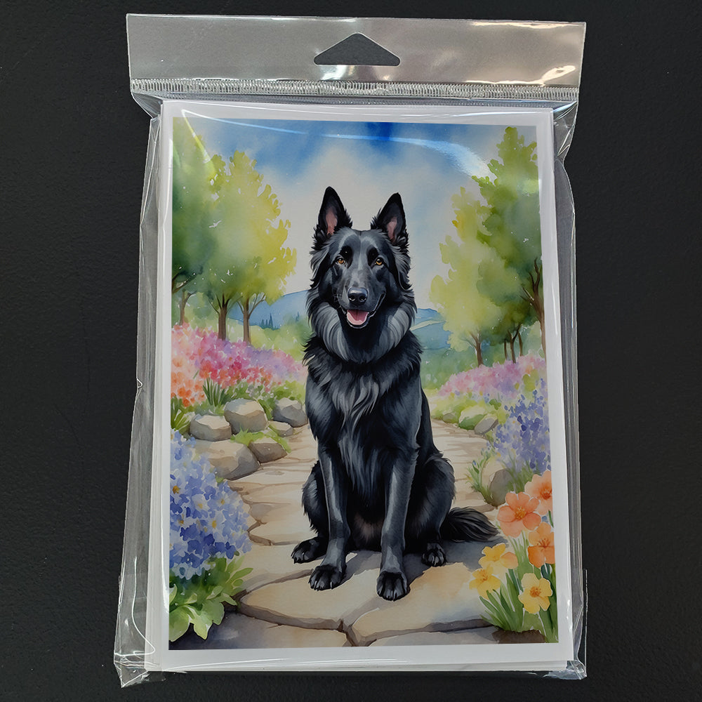 Belgian Sheepdog Spring Path Greeting Cards Pack of 8