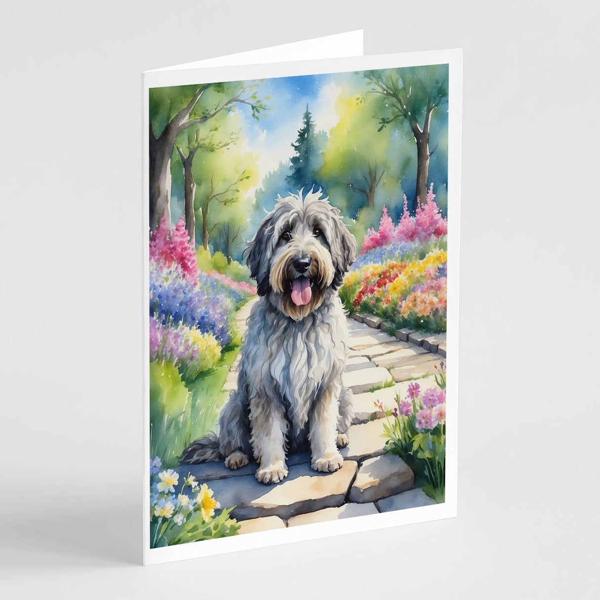 Bergamasco Sheepdog Spring Path Greeting Cards Pack of 8