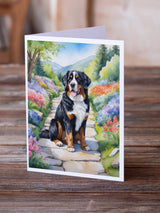 Bernese Mountain Dog Spring Path Greeting Cards Pack of 8