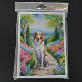 Borzoi Spring Path Greeting Cards Pack of 8