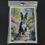 Boston Terrier Spring Path Greeting Cards Pack of 8