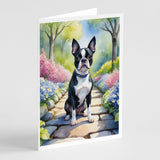 Boston Terrier Spring Path Greeting Cards Pack of 8