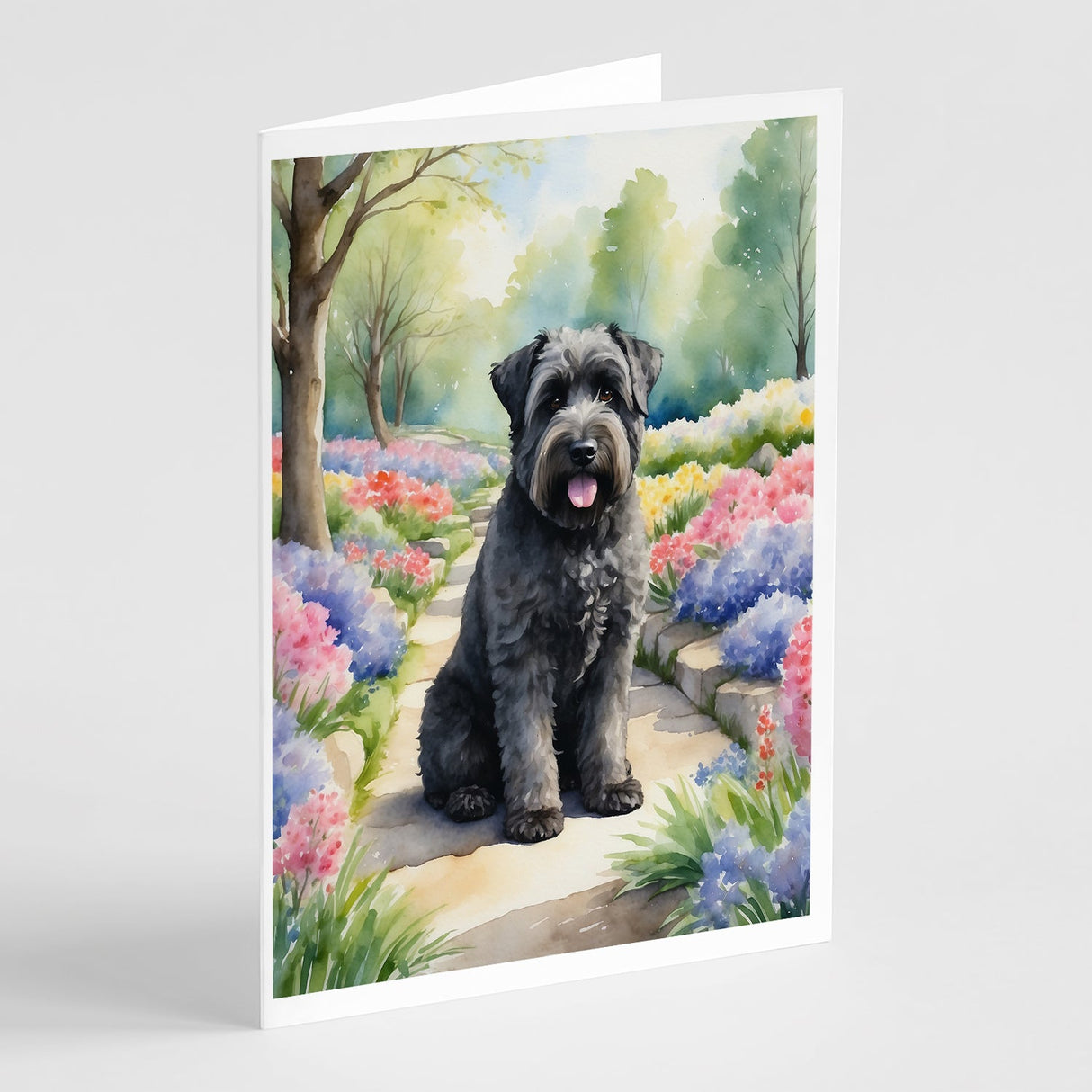 Bouvier des Flandres Spring Path Greeting Cards Pack of 8