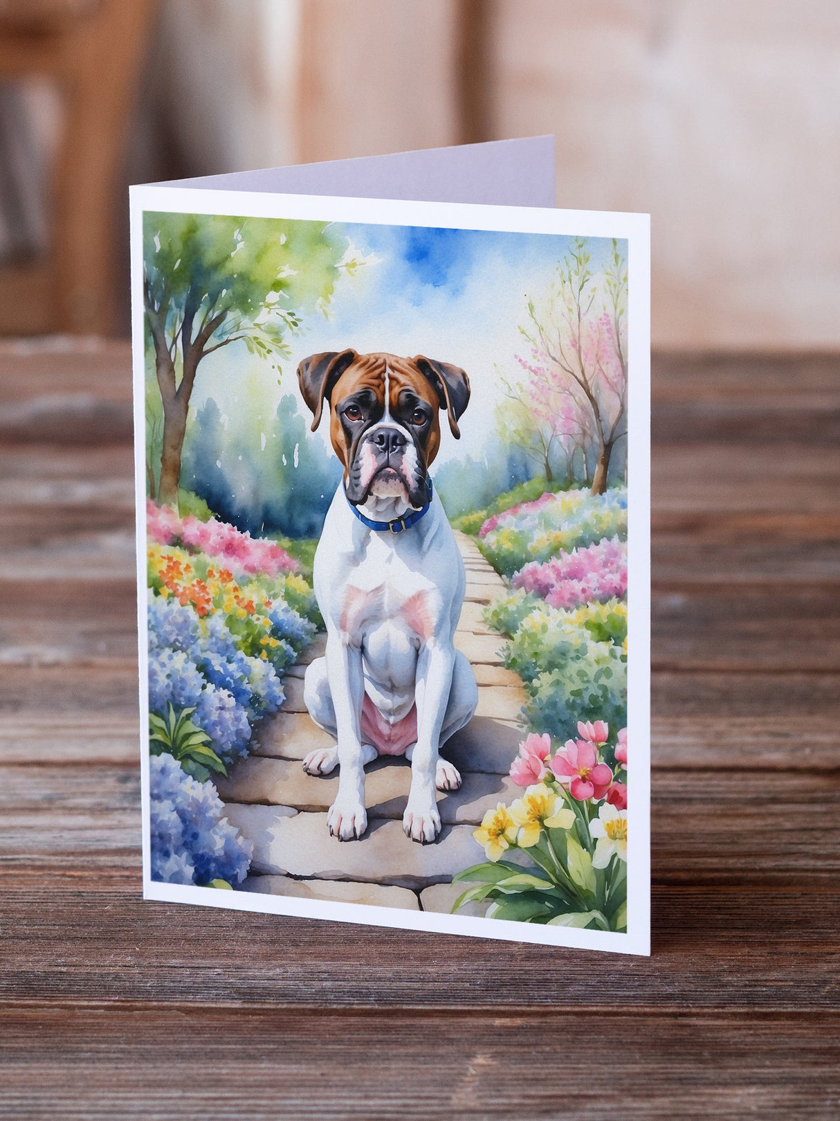 Boxer Spring Path Greeting Cards Pack of 8