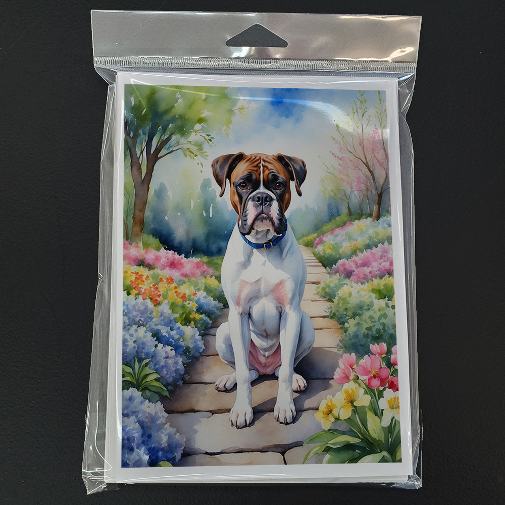 Boxer Spring Path Greeting Cards Pack of 8