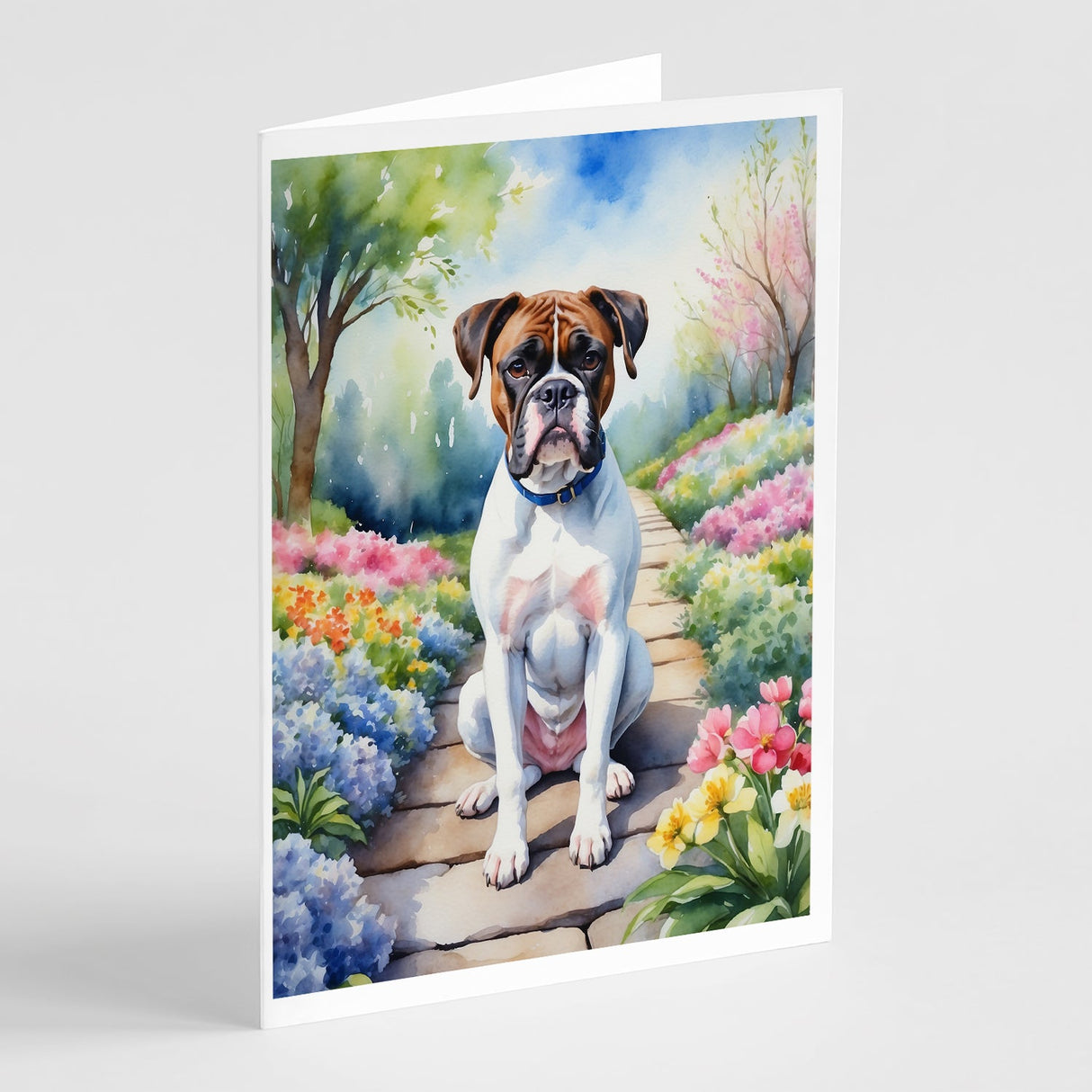 Boxer Spring Path Greeting Cards Pack of 8