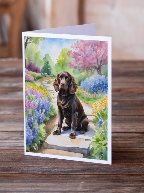 Boykin Spaniel Spring Path Greeting Cards Pack of 8