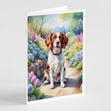 Brittany Spaniel Spring Path Greeting Cards Pack of 8