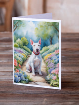 Bull Terrier Spring Path Greeting Cards Pack of 8